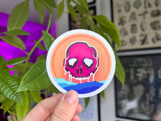 sunset skull sticker